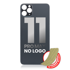 Bakglas med 3M-lim för iPhone 11 Pro Max (ingen logotyp / stort kamerahål) (rymdgrå) svart