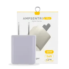 AmpSentrix Pro 30W 2-i-1 USB-C / USB-A GaN Väggadapter (Desert Titanium)