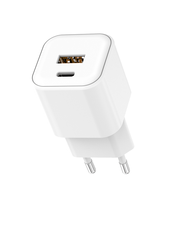 Setty väggladdare USB-A + USB-C 20W LSGaN-AC-200 vit vit