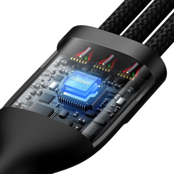 Baseus kabel 3in1 Flash II USB + USB-C - Lightning + USB-C + microUSB 1,5 m 3,5A svart 100W
