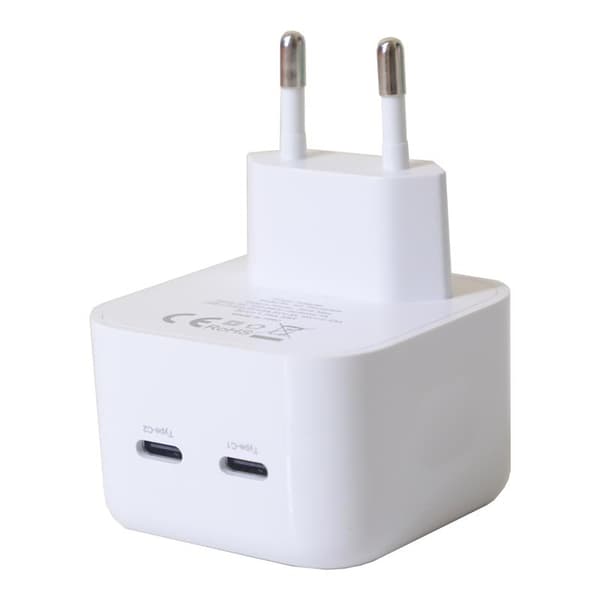 VÄGGLADDARE MX THUNDER PD 35W, 2xUSB-C vit vit