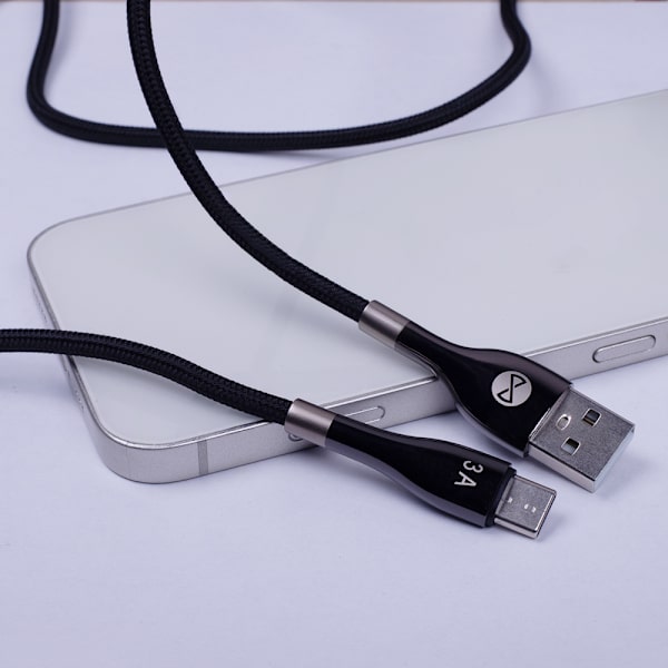 Forever Sleek-kabel USB - USB-C 1,0 m 3A svart