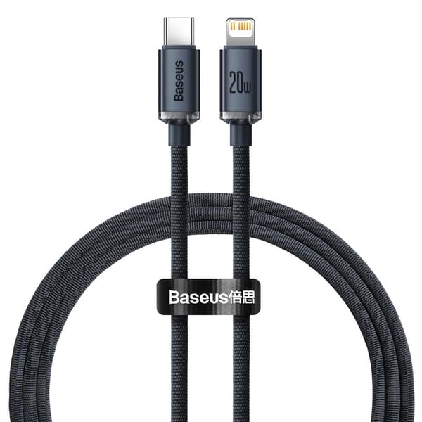 Baseus kabel Crystal Shine USB-C - Lightning 1,2 m 20W svart svart