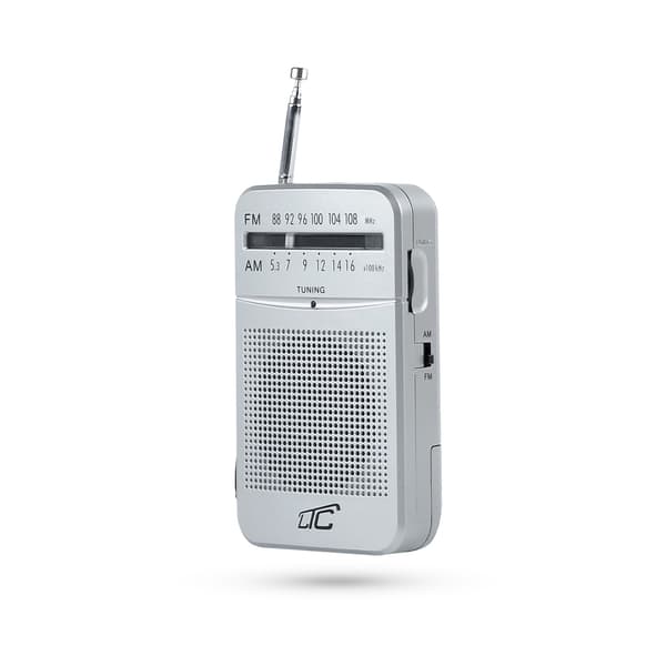 LTC bärbar fickradio LEGA, AM / FM, minijack, silver silver