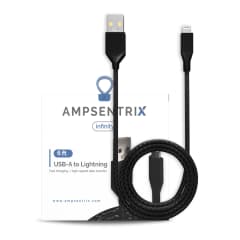 USB Typ A till Lightning-kabel (ej MFI) (1,8 m) (AmpSentrix Infinity) (Svart)
