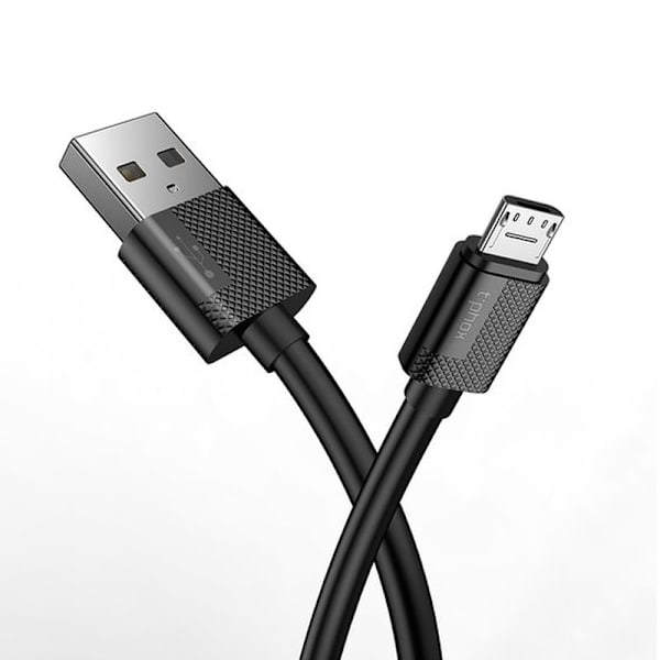 KABEL T-PHOX NETS MICRO USB SVART 3A ; PVC ; 1,2M