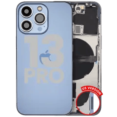 Baksida med smådelar för iPhone 13 Pro (amerikansk version) (begagnad OEM-dragning: klass A) (Sierra Blue)