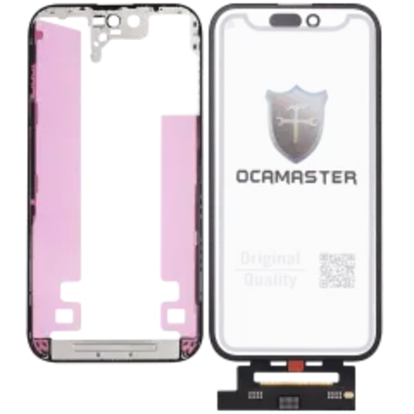 4 i 1 kort flex (digitizer touch med glas + OCA + ram förmonterad) för iPhone 14 Pro (OCA Master)