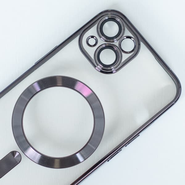 Färgad krom Mag-skal för iPhone 17 Pro Max 6,9\" svart öppen ring