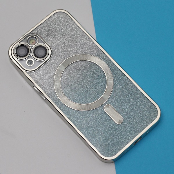 Glitter Chrome Mag-fodral för iPhone 15 plus silvergradient silver