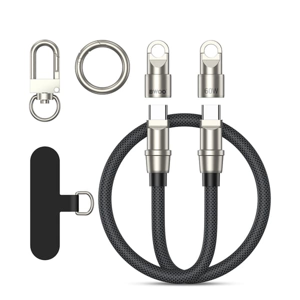 BWOO Lanyard-kabel USB-C - USB-C 1,2m 60W med rem