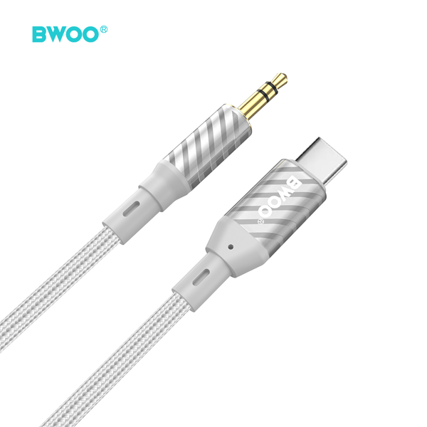 BWOO AUX-kabel Typ C till 3,5 mm Jack ljud AUX074 transparent