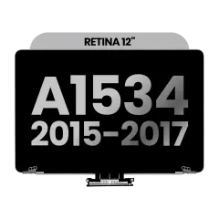 Komplett LCD-skärmenhet för MacBook 12\" A1534 (2015-2017) (Begagnad OEM-dragning: Klass A) (Rymdgrå) svart