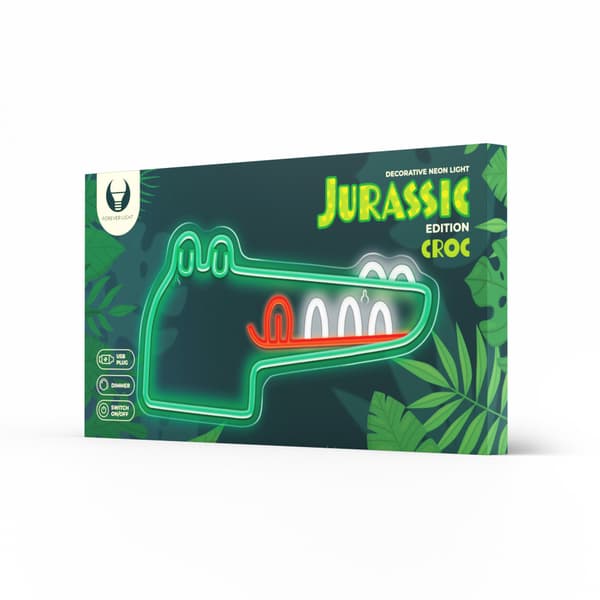 Neon PLEXI LED JURASSIC CROC grön FLNJ03 Forever Light