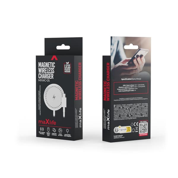Maxlife MXWC-05 magnetisk trådlös laddare 15W vit