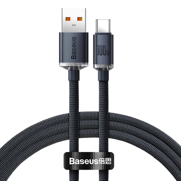 Baseus-kabel Crystal Shine USB - USB-C 1,2 m 100W svart