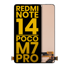 OLED-enhet utan ram för Xiaomi Redmi Note 14 4G / Note 14 5G / Poco M7 Pro 5G (internationell version) (renoverad) (alla färger)
