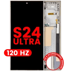 OLED-enhet med ram för Samsung Galaxy S24 Ultra (USA & internationell version) (Eftermarknad Plus) (120Hz) (Titanium Yellow)