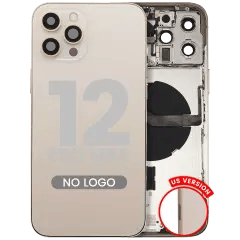 Baksida med smådelar för iPhone 12 Pro Max (amerikansk version) (Aftermarket Plus) (Guld) guld