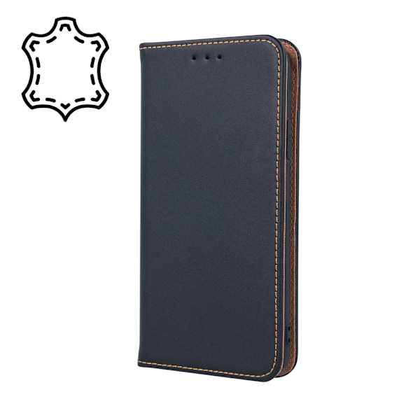 Ægte læder Smart Pro-etui til iPhone 16 sort black