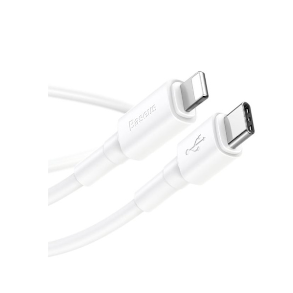 1M Baseus 18W pd Kabel USB-C till Lightning 18W vit