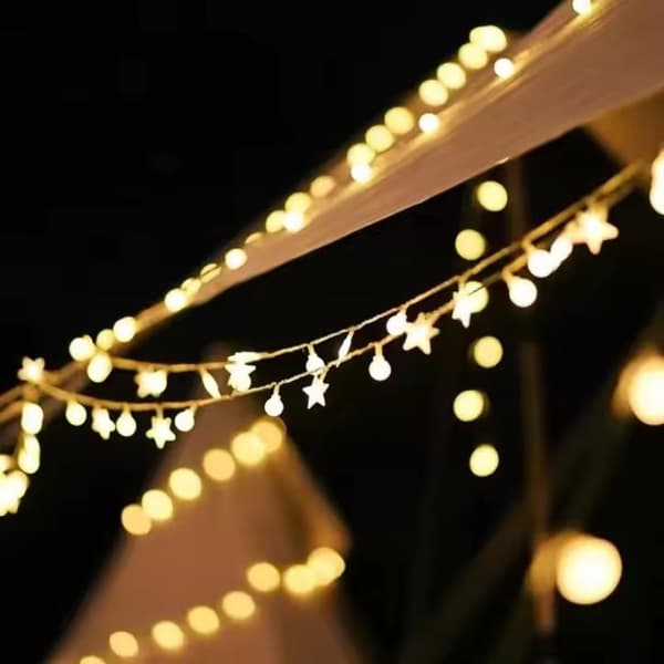 LED-GIRLAND 3M (20 LED-LAMPOR) USB STJÄRNOR+BOLLAR VARMVIT