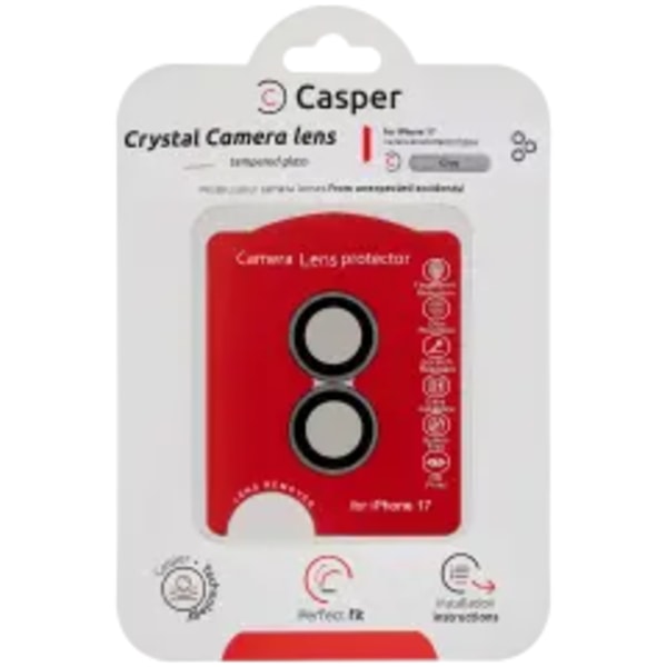 Casper Kameralinsskydd för iPhone 17 (grå) (klar)