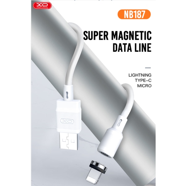 XO® 1m magnetisk NB187 USB - Lightning vit