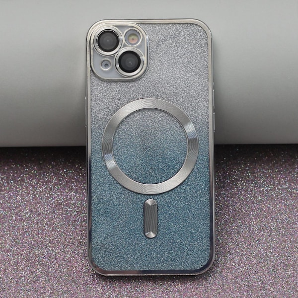 Glitter Chrome Mag-fodral för iPhone 15 plus silvergradient silver