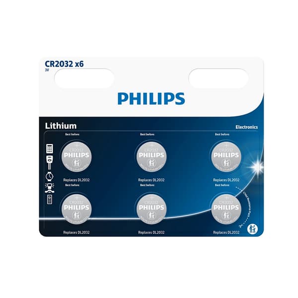 Batteri PHILIPS CR2032 Litium 6st Blister