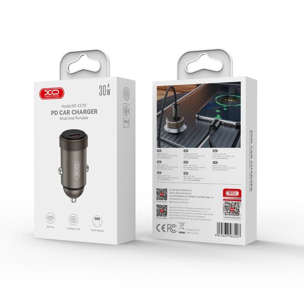 XO billaddare CC70 PD 30W 1x USB-C svart svart