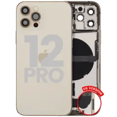 Baksida med laddningsport flex och smådelar för iPhone 12 Pro (amerikansk version) (begagnad OEM-del: klass C) (guld) guld