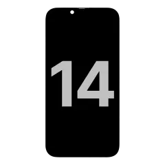 OLED-enhet kompatibel med iPhone 14 med flexkabel för ljussensor (begagnad OEM-dragning: Grade A)
