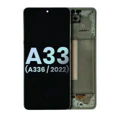 OLED-enhet med ram för Samsung Galaxy A33 5G (A336 / 2022) (Service Pack) (Awesome White) vit