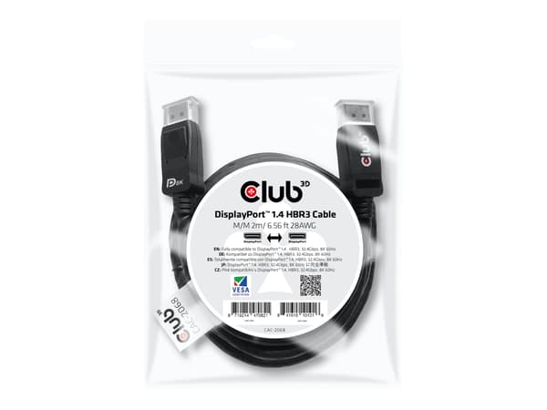 Club 3D CAC-2068 DisplayPort 1.4 kabel 2m svart