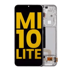 OLED-enhet med ram för Xiaomi Mi 10 Lite 5G (renoverad) (Dream White) vit
