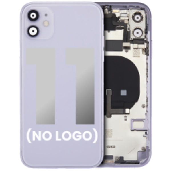 Baksida med förmonterade småkomponenter för iPhone 11 (ingen logotyp) (Eftermarknad Plus) (Lila)