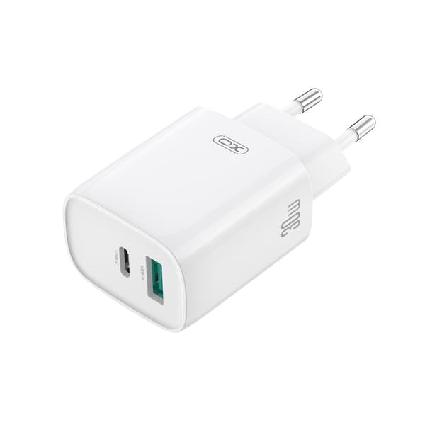 XO väggladdare CE30 PD 30W 1x USB-C 1x USB vit