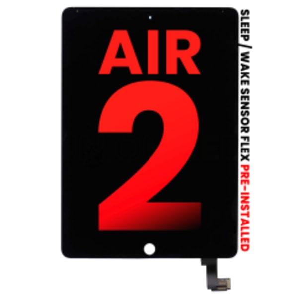 LCD-enhet med digitizer för iPad Air 2 (Sleep / Wake Sensor Flex förinstallerad) (Eftermarknad Plus) (Svart)