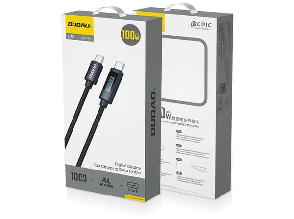 Dudao L7C USB-C till USB-C-kabel 100W 1m svart svart