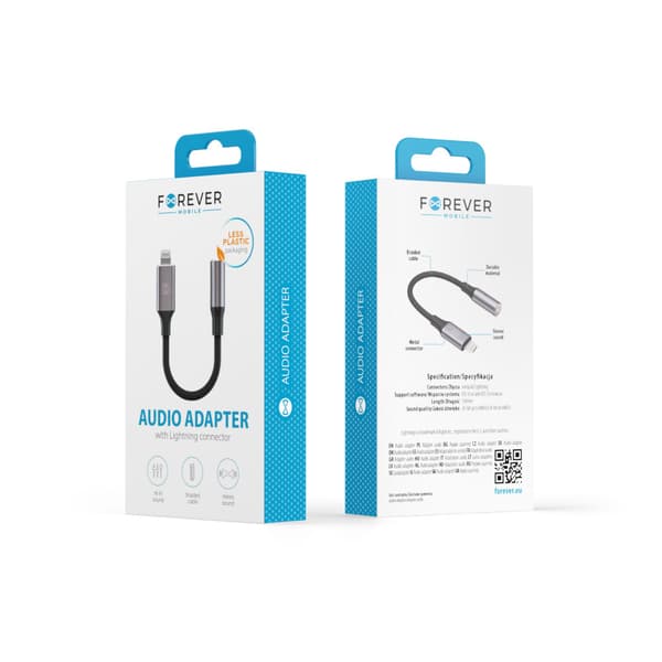 Forever adapter audio AJL-01 jack 3,5 mm - Lightning svart svart