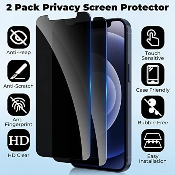 2-pak Privatlivsskærmbeskytter til iPhone 12/12 Pro beige