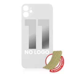 Bakglas med 3M-lim för iPhone 11 (ingen logotyp / stort kamerahål) (vit) vit