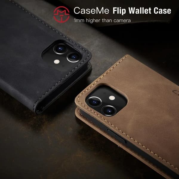 CaseMe läderfodral 013 för iPhone 7/8/SE2 – Svart svart