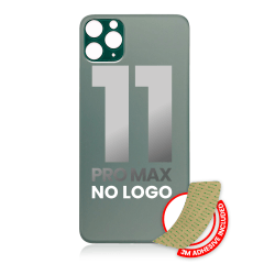 Bakglas med 3M-lim för iPhone 11 Pro Max (ingen logotyp / stort kamerahål) (midnattsgrön) svart