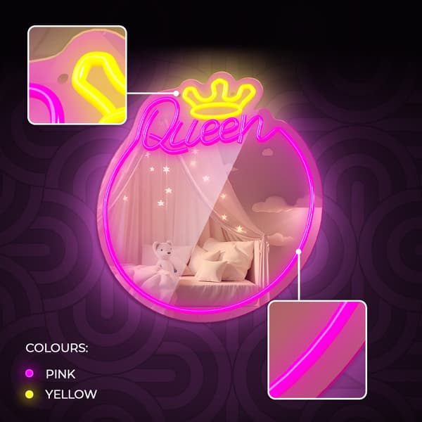 Neon MIRROR LED QUEEN varmvit rosa FMNE04 Forever Light rosa