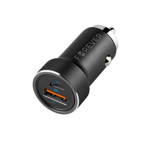 Forever CC-06 PD QC billaddare 1x USB-C 1x USB 20W svart svart