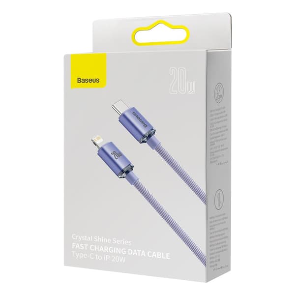Baseus kabel Crystal Shine USB-C - Lightning 2,0 m 20W lila lila
