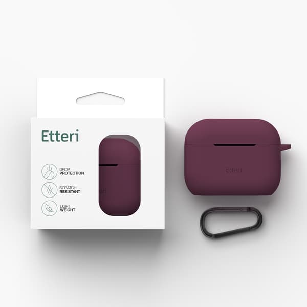 Etteri silikonfodral för AirPods Pro 3 mörkröd