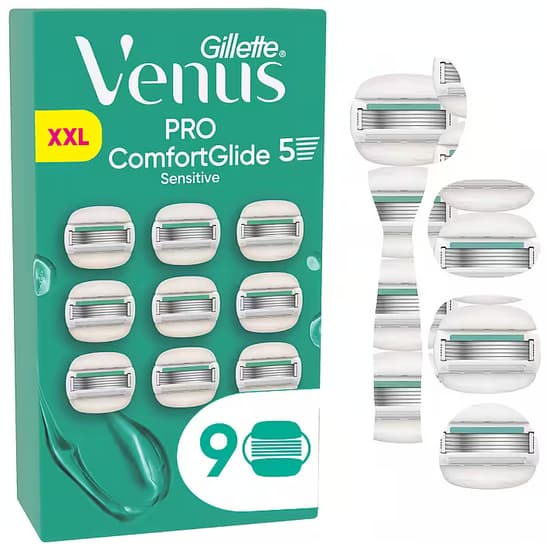 Gillette Venus Pro ComfortGlide Sensitive barberblad 9 st Rustfrit stål Kvinder